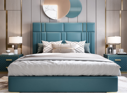 Designer Bed Bedroom Imitation leather Hotel Luxury Upholstery Furniture Designer